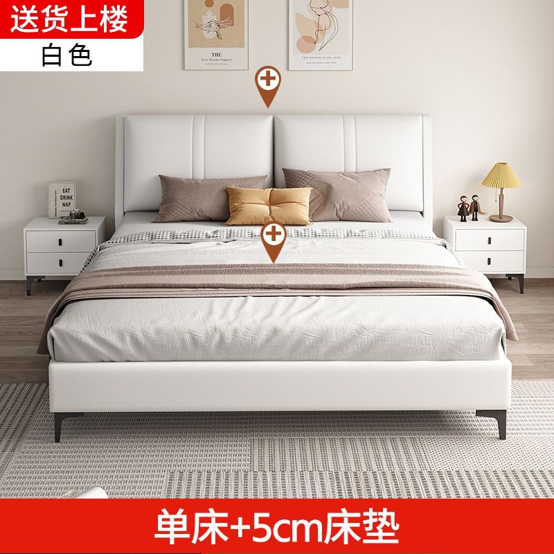 Cama de madera maciza tecnología de tela de 1.8m dormitorio principal cama doble económica cama de alquiler de paquete blando cama de 1.5m grosor