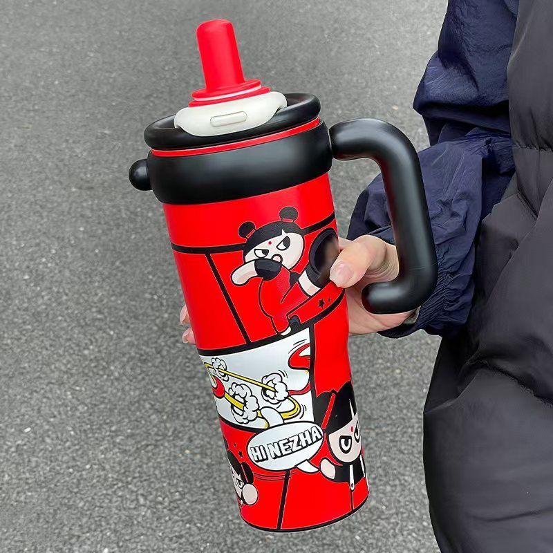 クレヨンしんちゃん魔法瓶カップ大容量車載セラミックコーヒーアロングアイスカップ男の子と子供用ストローカップ|undefined