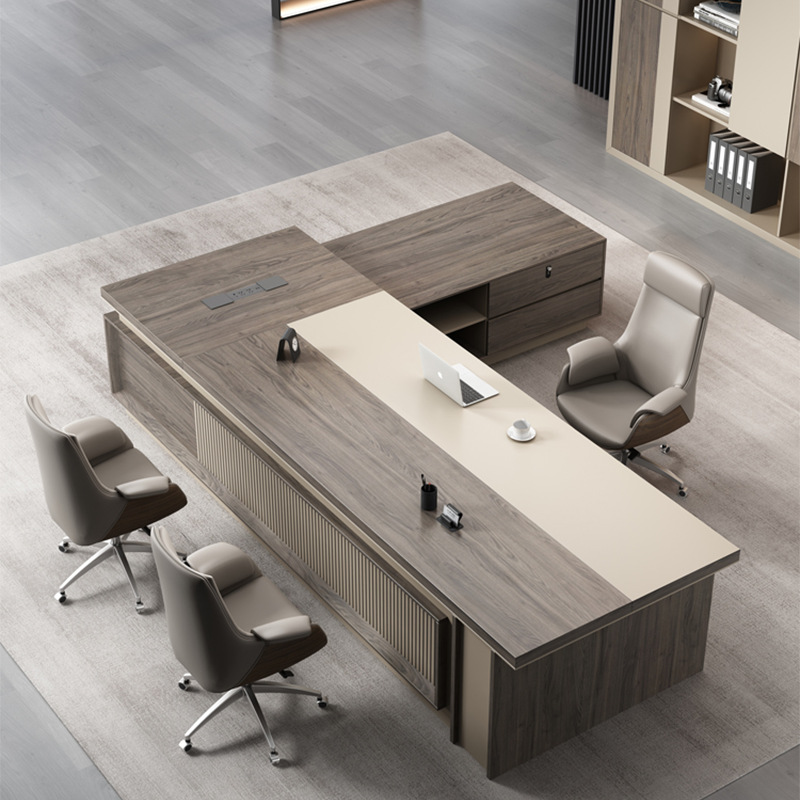 Lujo ligero de gama alta de lujo simple moderno jefe de escritorio gerente Presidente jefe mesa y silla combinación mesa de oficina