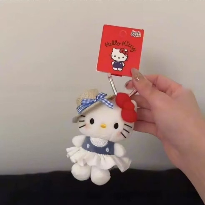 夏休み麦わら帽子かわいい kt 猫人形キーホルダーペンダントぬいぐるみ車のキーホルダーガールハート|undefined