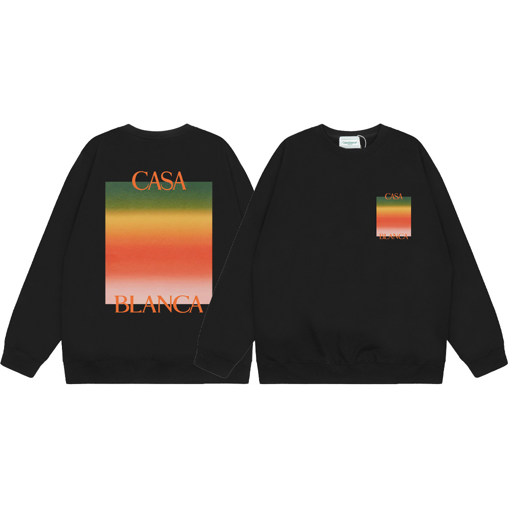 Marca de moda transfronteriza Casablanca letras de Casablanca impresión de color 380g lazo camiseta de cuello redondo