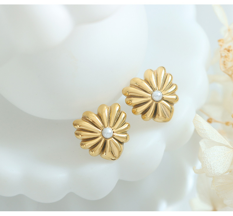 Simple Style Heart Shape Titanium Steel Inlay Artificial Pearls Earrings Necklace