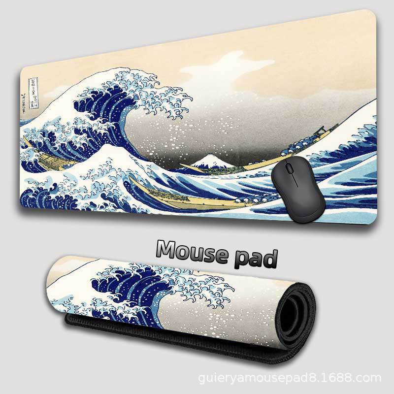 Kanagawa Waves Japanese Wind Alfombrilla de ratón súper grande transfronteriza Alfombrilla de escritorio de oficina personalizada Alfombrilla de ratón para teclado Mousepad