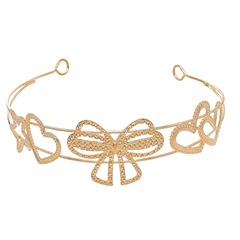 巴洛克風時尚發箍蝴蝶結心形髮帶女士皇冠頭飾合金優雅可愛髮飾