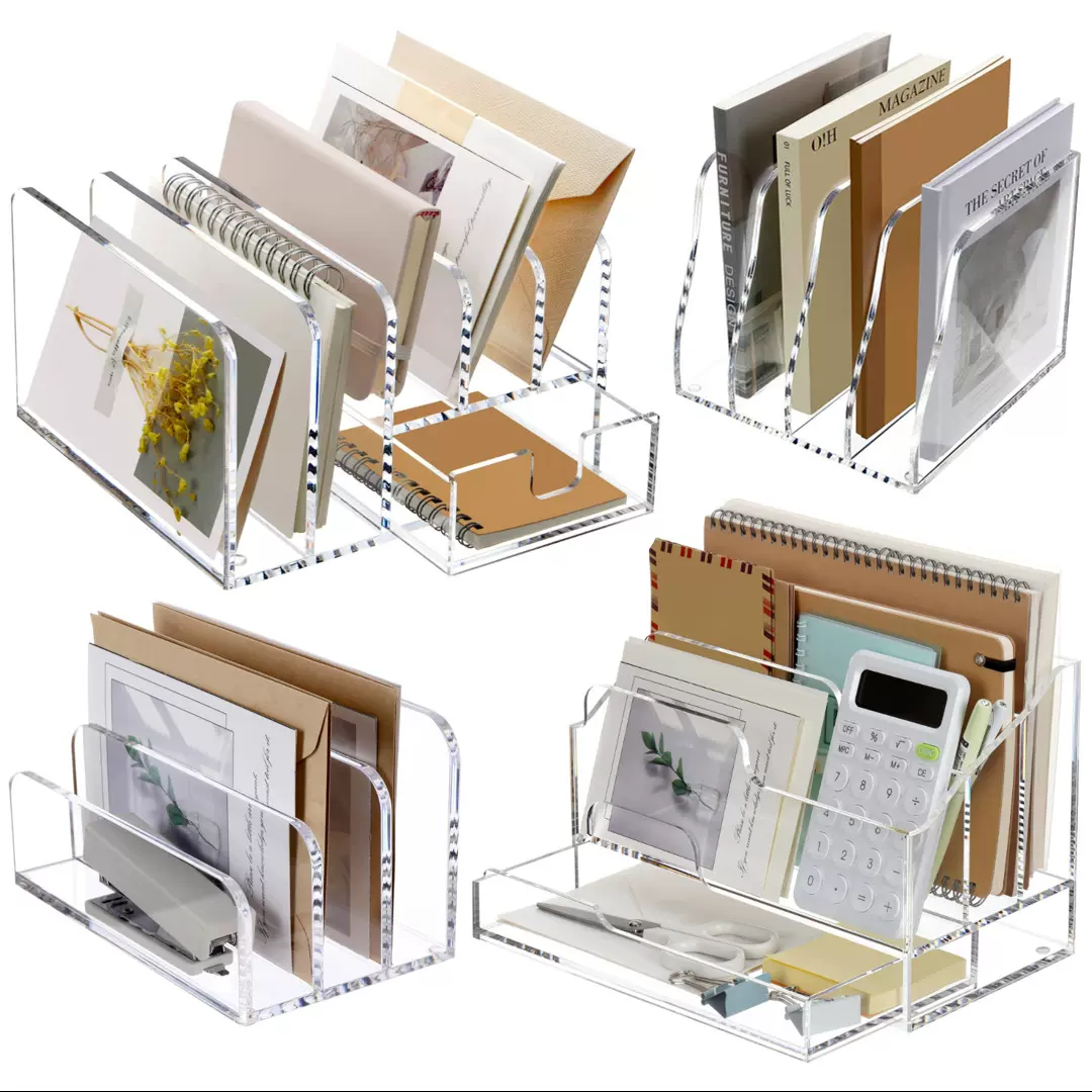 高档透明亚克力文件架放桌子上杂志整理器邮件隔层分类桌面收纳