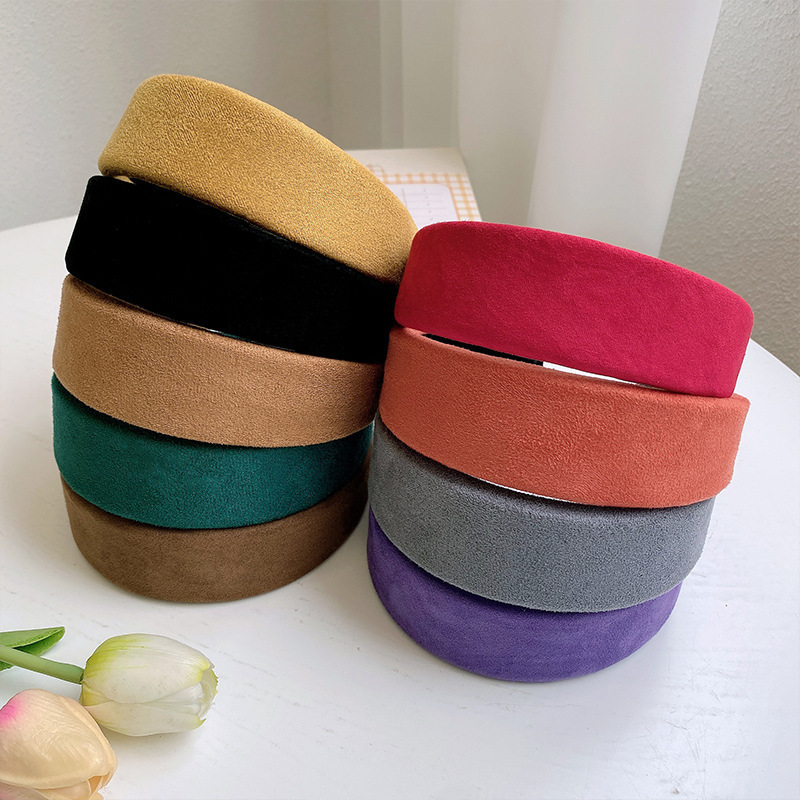 韓國高顱頂麂皮絨海綿發箍頭飾韓式洗臉可愛外出寬邊壓發卡髮飾女