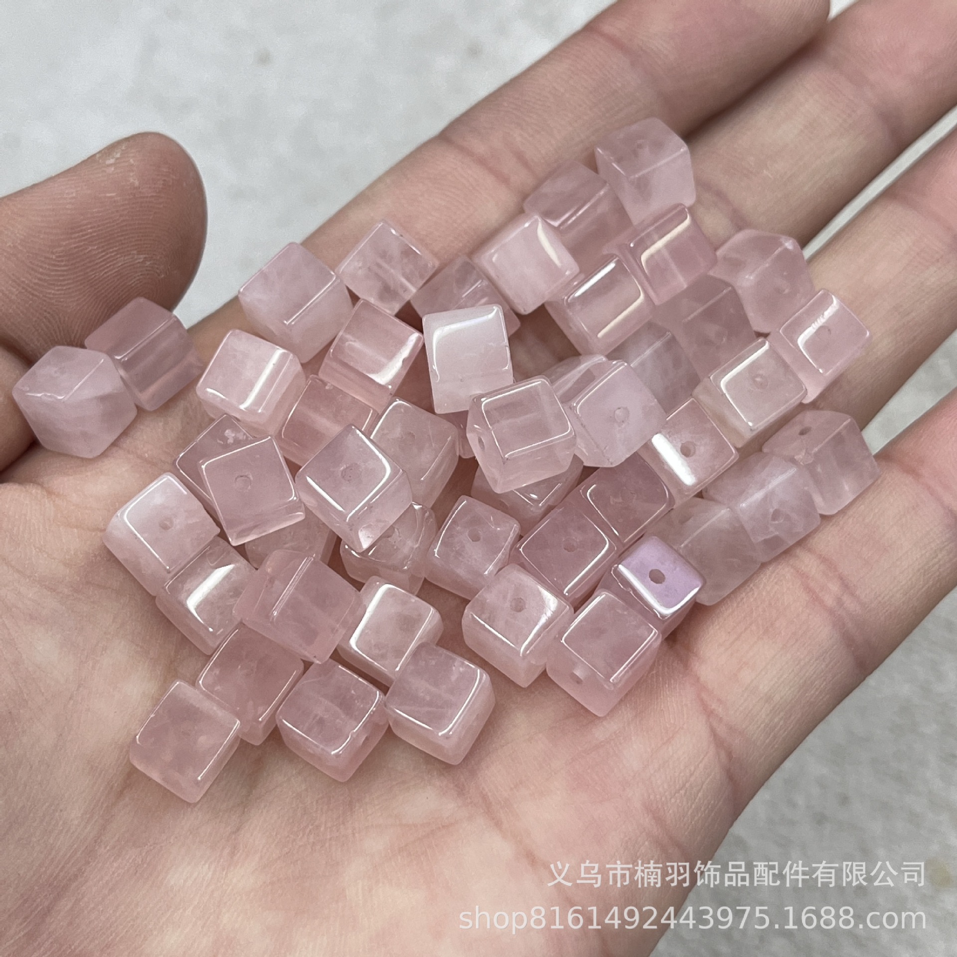 厂家批发 天然石粉水晶方糖散珠方块珠手链项链半成品diy饰品配饰