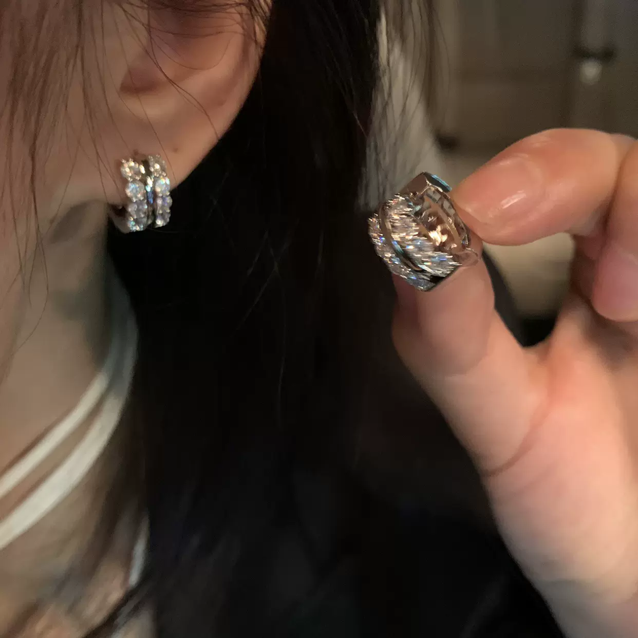超闪甜酷圈圈耳环小众设计感高级冷性风耳钉女2025新款洋气耳饰女