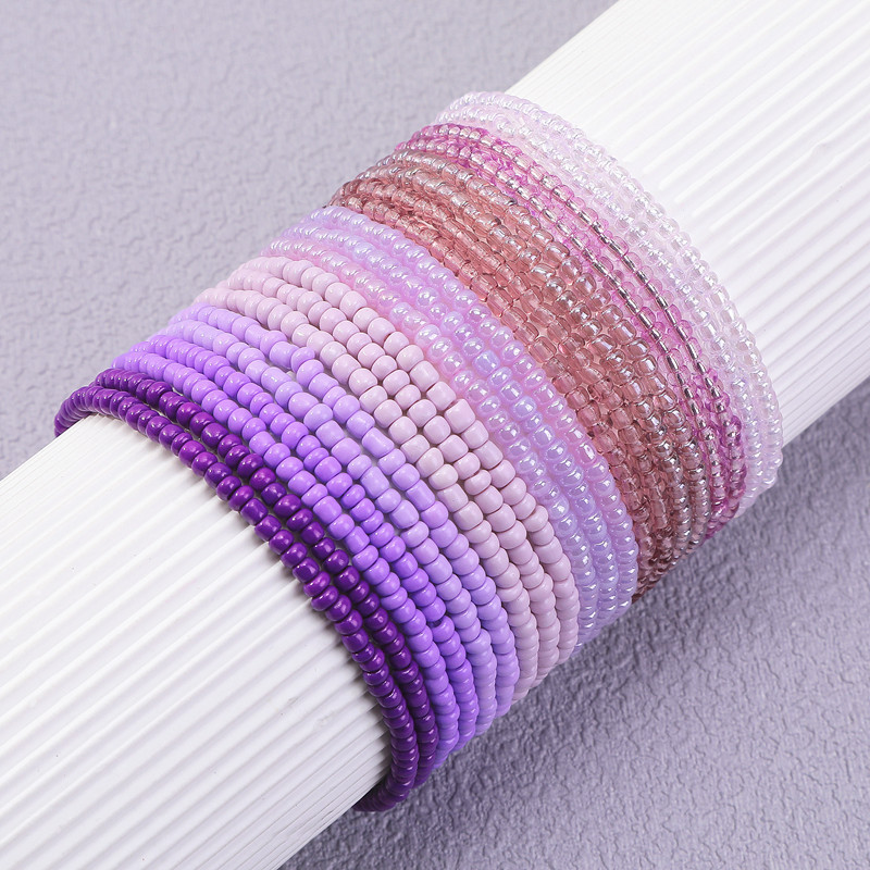 European and American Cross-border Bohemian Fashion Handmade Beads 20 Glass Beads Multi-layer Purple Bracelet Gradient