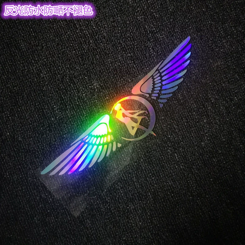 Красочные ангельские крылья, лазерные наклейки для автомобиля, электромобиль, мотоцикл, светоотражающие шестиконечные звезды, красивые наклейки на кузов автомобиля, случайные наклейки