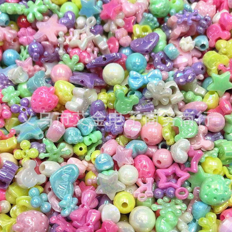 Acrylic light color plated AB colorful diy children beaded material candy AB colorful beads jewelry accessories