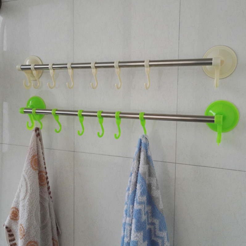 Transparent Traceless Single-Pole Towel Rack with Strong Adhesive for Behind the Door, 7 Hooks, No-Drill Bathroom Storage Towel Rack Transparent Traceless Single-Pole Towel Rack with Strong Adhesive for Behind the Door, 7 Hooks, No-Drill Bathroom Storage Towel Rack
