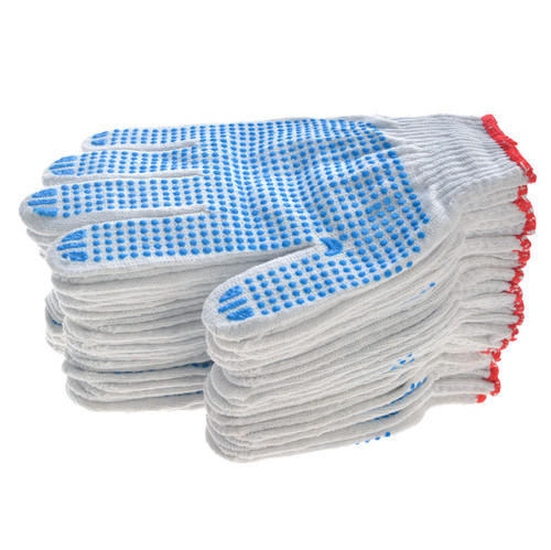 Labor protection gloves, thick cotton yarn gloves, nylon gloves, moving wear-resistant protective glue gloves, anti-slip bead gloves 