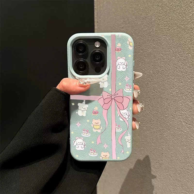 Чехол для телефона Apple iPhone16 — милый рисунок «личи» с медвежатами, подарок на день рождения