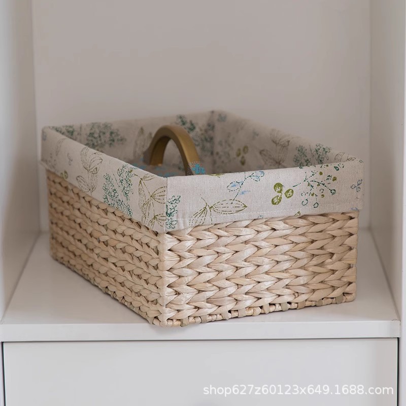 Cosméticos máscaras decorativas de caña de paja de mesa de acabado de la cesta de almacenamiento caja pequeña ropa sucia cesta de almacenamiento miscelánea