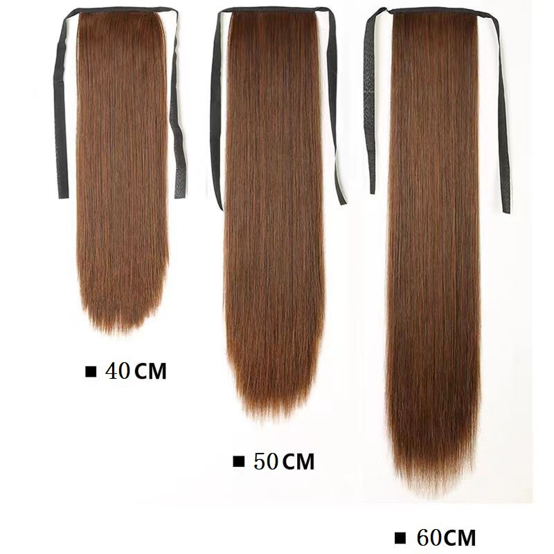 Peluca de cola de caballo doble de seda de alta temperatura para mujeres con cabello largo y liso, cabello artificial mate de alta temperatura, peluca de cabello esponjoso