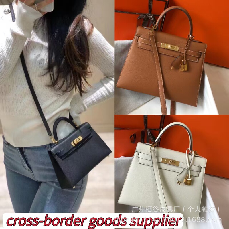 Real Thing with Logo High-End Cowhide Palm Print Kelly Bag Second Generation Mini Genuine Leather Satchel Shoulder Crossbody Women's Bag