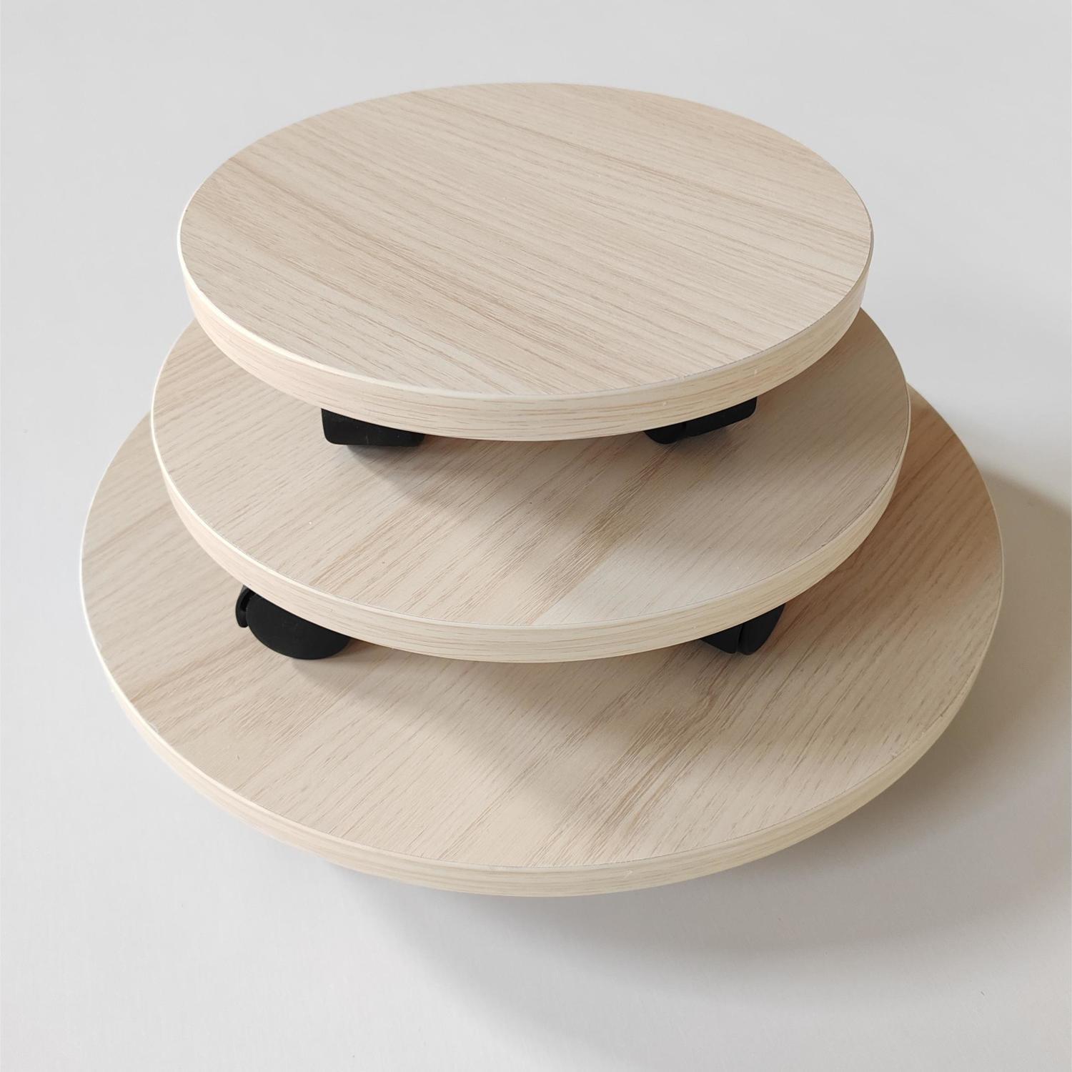 Wheel Storage Turntable Household Simple Rotating Base Flower Rack Solid Wood Universal Wheel Flower Pot Round Tray Movable