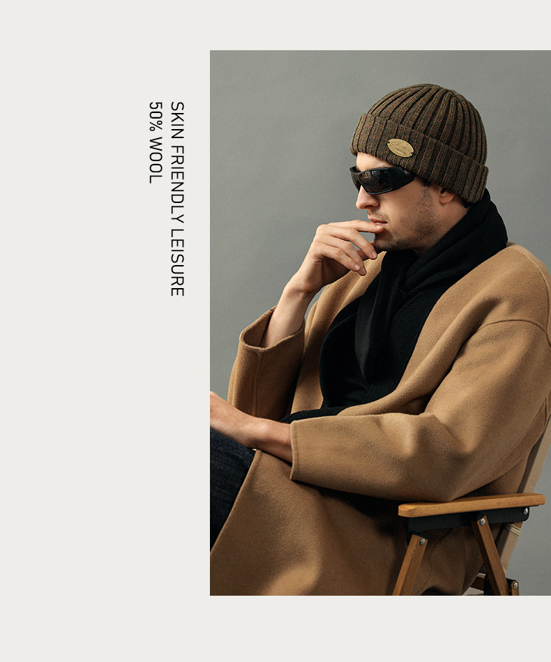 Wool Knitted Woolen Autumn Winter Sports Hoodie Warm and Versatile Big Head Waist Yapi Baotou Ear Protection Cold Hat_voghion.com