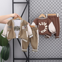 男童秋装套装新款婴儿童春秋字母棒球服三件套宝宝1-3岁一件代发