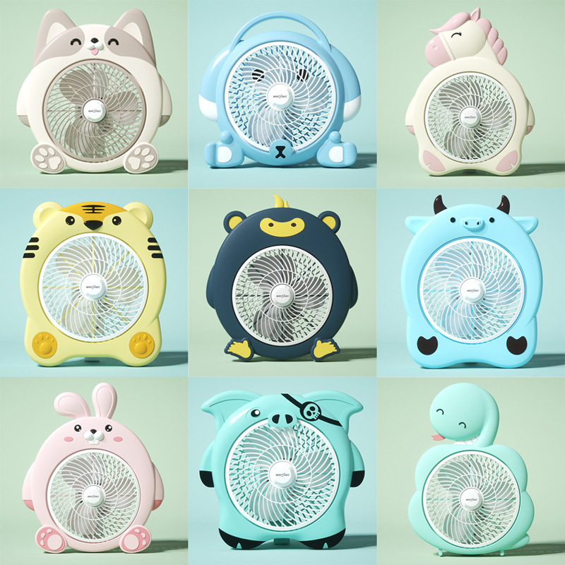 Measier 2023 New Mini Electric Fan Desktop Dormitory Office Swivel Fan Cartoon Home Use Table Fan