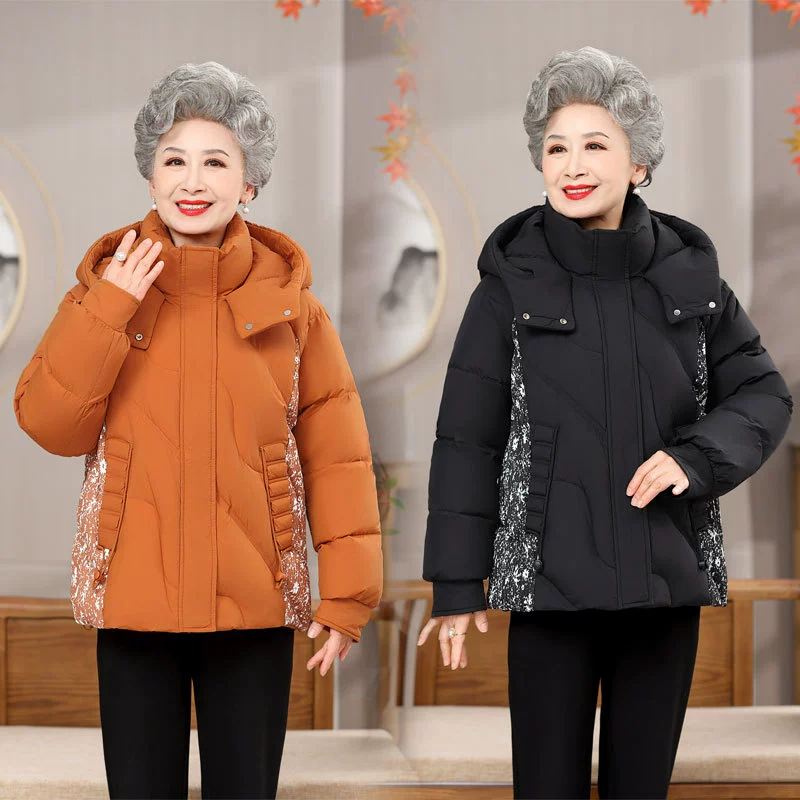 Женское короткое утолщенное пальто на хлопковой подкладке для мам, 70-летняя бабушка, пальто на хлопковой подкладке в западном стиле для пожилых людей