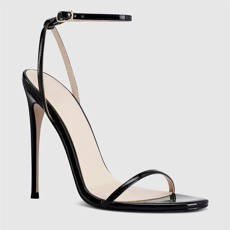 Cross-Border European and American Export Size 35-45 Women's Ankle Strap Round Toe Stiletto Sandals Women's Shoes Fashion Party