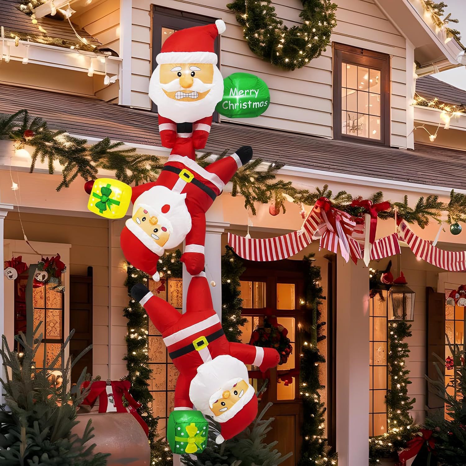 Amazon transfronterizo colgante nuevo 2.4m Navidad infláble decoración al aire libre 3 escalar Santa image 1