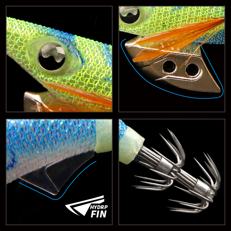 LETOYO Luya neón SERIE DE MADERA Camarón calamar gancho calamar plantilla 2,5/3,0/3,5 #