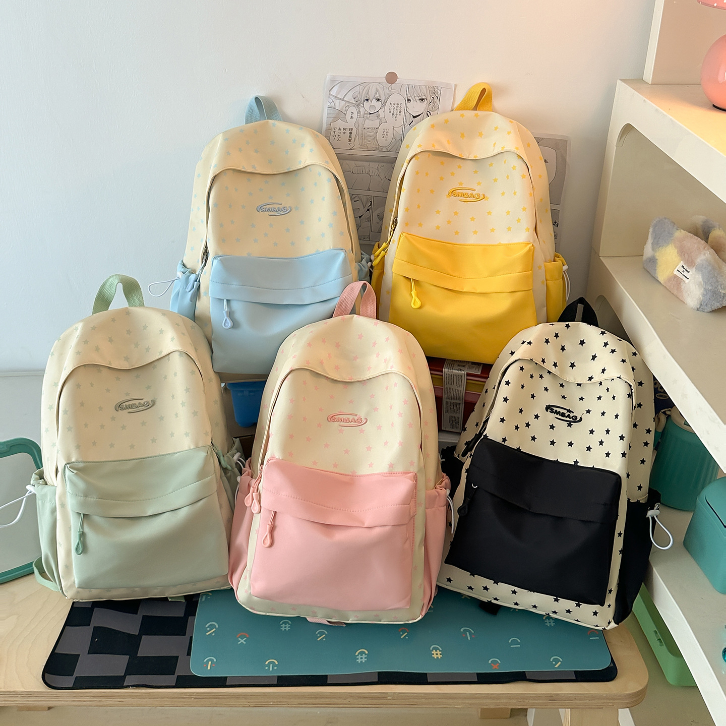 Cross-border 2026 new color-block backpack, large-capacity backpack for women, suitable for high school and college students, with a sophisticated and stylish design