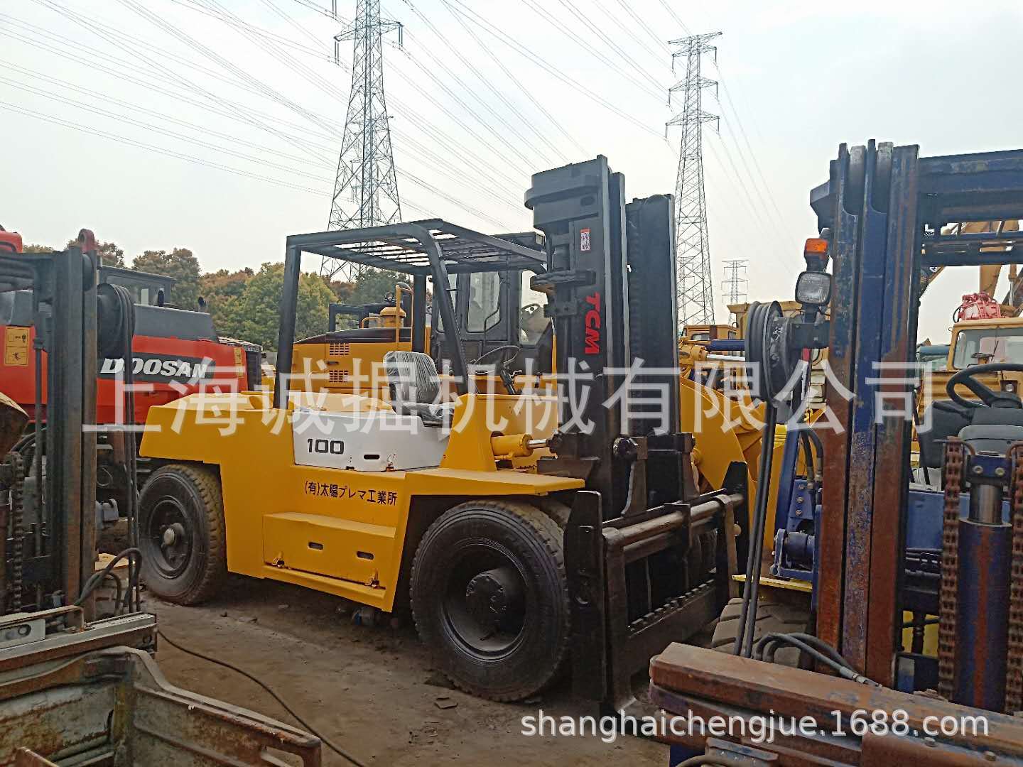 二手TCM10吨柴油叉车， 双排轮