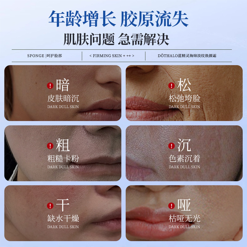 DōThallo蓝精灵海绵淡纹焕颜霜补水保湿淡纹紧致面霜可批可代|undefined