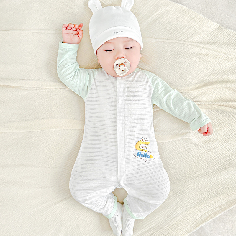 Bebé mono verano recién nacido algodón fino pijamas con aire acondicionado hombres y mujeres niños pequeños ropa de verano mami ropa de bebé