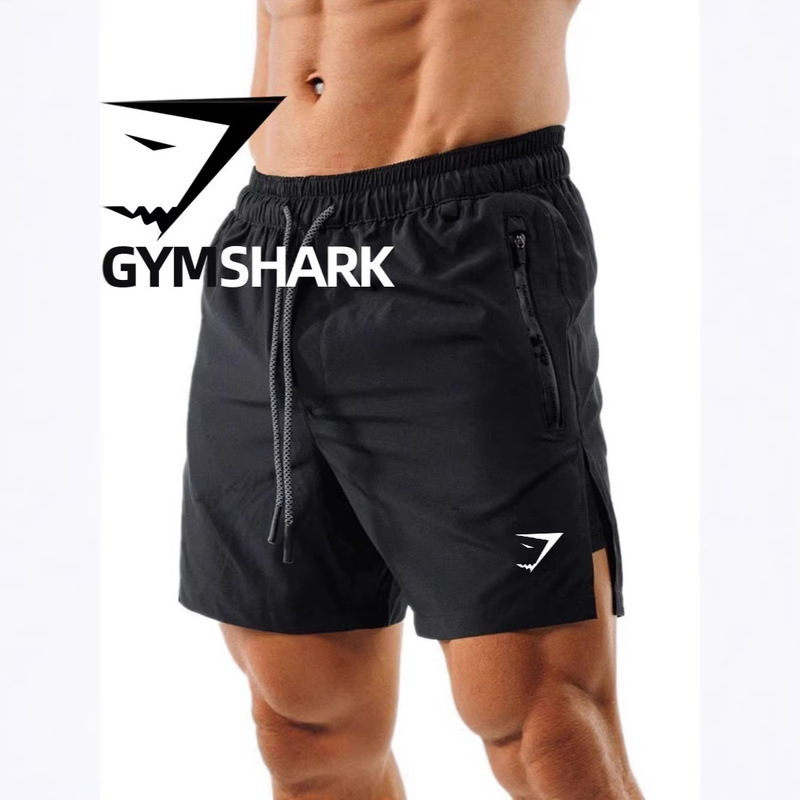 Black Shorts for Men, Summer Fitness Training, Running and Cycling Shorts, Slit Double-Layer Three-Point Shorts Gym