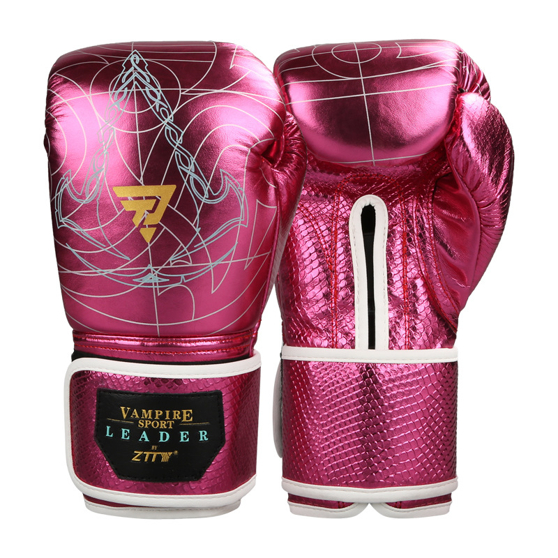 ZTTY guantes de boxeo de cuero brillante Correa Sanda lucha adulto masculino y femenino entrenamiento profesional guantes de boxeo tailandés fábrica al por mayor