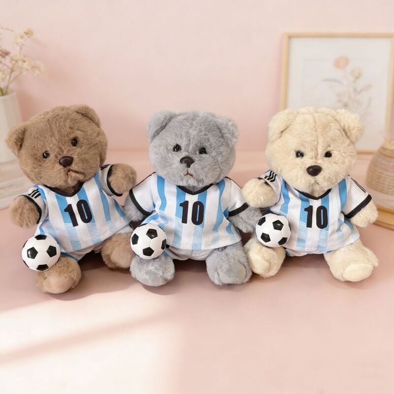 Cartoon Jersey Bear Teddy Bear Plush Toy Football Bear Stuffed Animal Fan Companion Comfort Doll