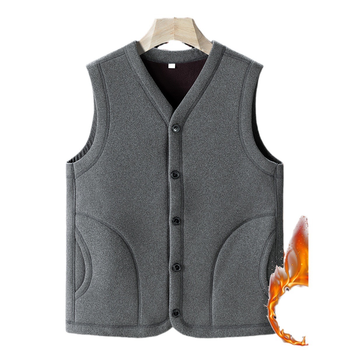 Otoño y invierno de mediana edad chaleco de caballo hombre otoño y invierno de terciopelo grueso chaleco de abrazadera de caballo de ancianos caliente padre hombro