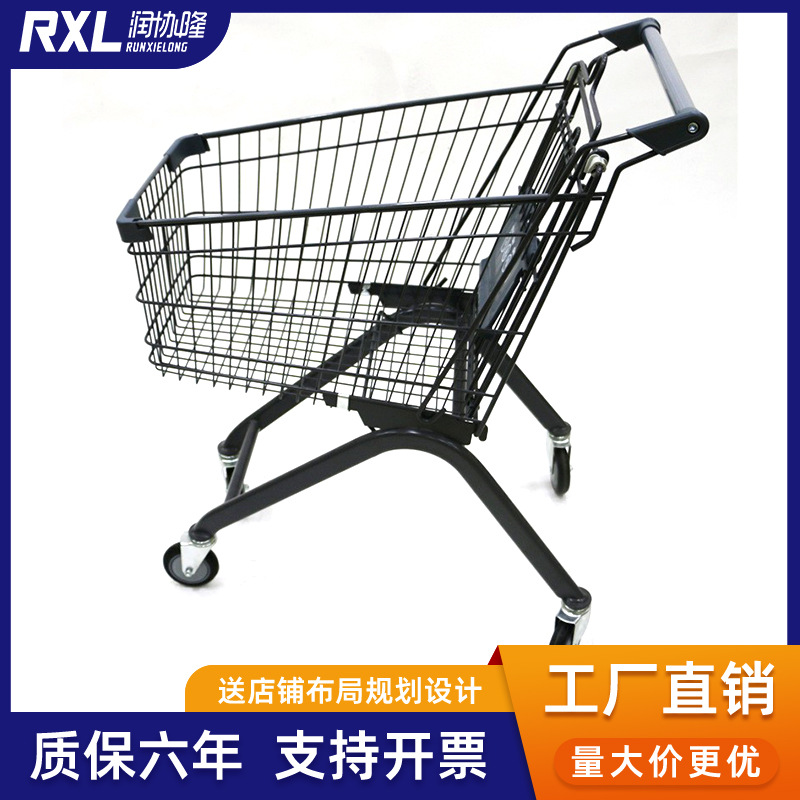 超市购物车 购物车商场手推车 便利店60升镀锌灰色理货车 购物车