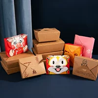 Креативная крафт-бумага коробка для еды на вынос Упакованная бумажная коробка может быть напечатана для западного салата одноразовая коробка для еды оптом
