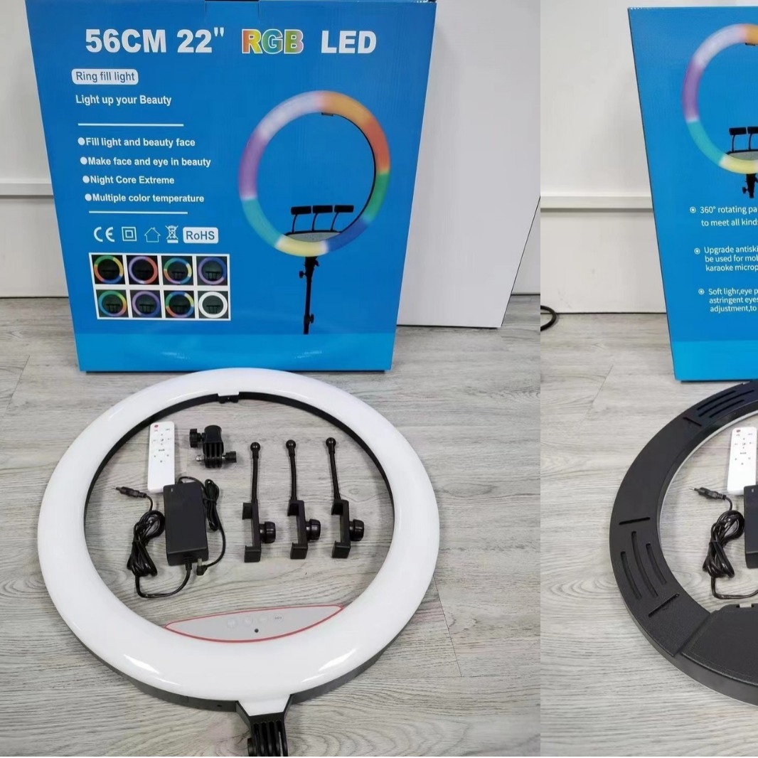 Fábrica de lámparas de transmisión en vivo 22 pulgadas RGB conjunto de lámparas con soporte de 2 metros bolso control remoto 22 pulgadas