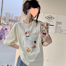 POLO villae短袖T恤女夏季2023学院风设计感可爱卡通刺绣宽松上衣