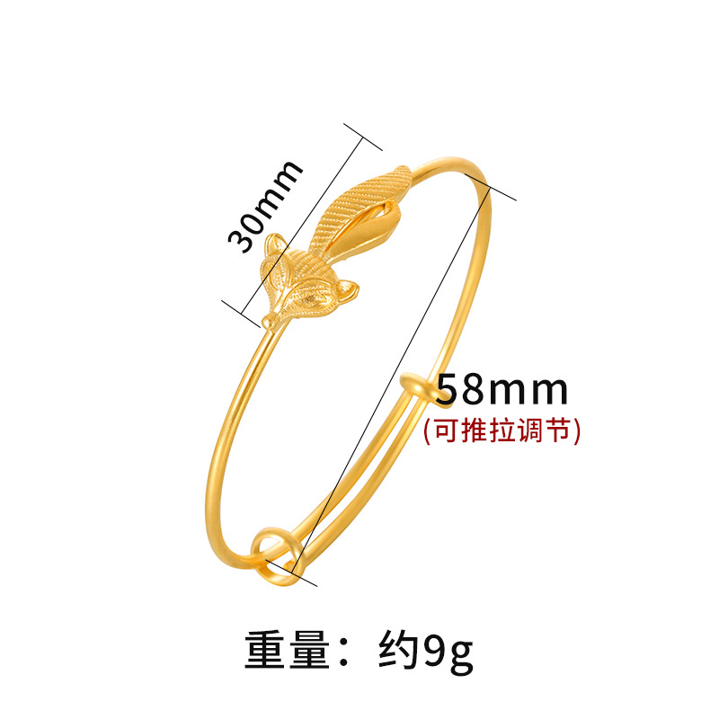 Nueva pulsera de oro lindo zorro Push-Pull aleación de cobre joyería antigua de las mujeres boca abierta accesorios de estilo nacional al por mayor
