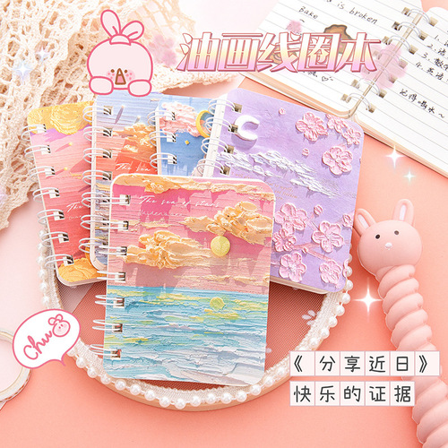 Cartoon A7 rollover coil student notebook pocket mini notebook diary portable office notepad