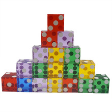 现货批发19MM精密亚克力透明点数骰子赌场直角押宝色子可印刷logo