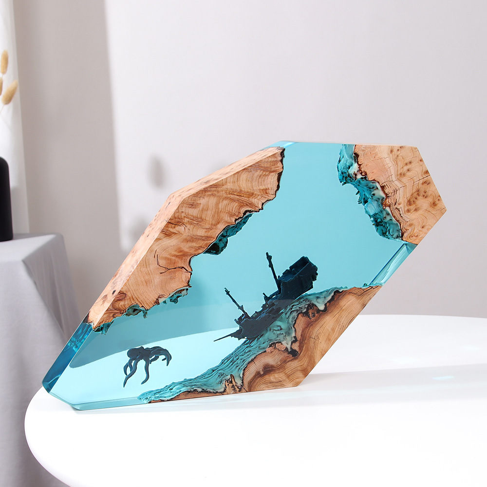Forest Fairy Deer Desktop Art Ornament Shipwrecked Octopus Christmas Gift Solid Wood Resin Night Light Glowing
