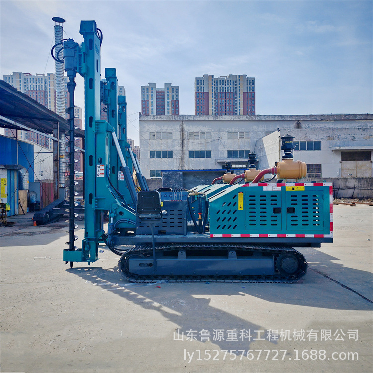 地桩履带光伏打桩机 双动力头电动两用钻机 预制管光伏桩引孔机