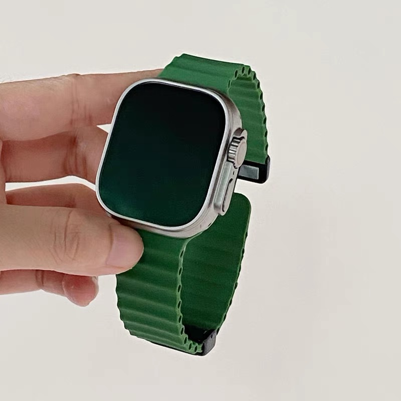 Para AppleWatch10 Apple correa de reloj iwatch987 generación Ultra correa magnética de silicona marina