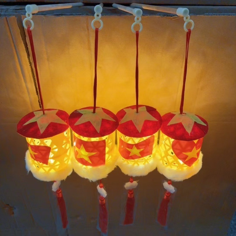 2025热卖蛇年灯笼中秋节仿竹编灯笼花灯儿童手提兔子发光荷花灯笼|undefined
