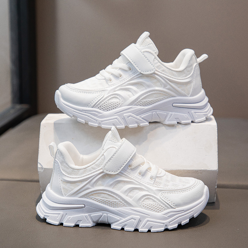 Children's White Shoes for Women 2025 Spring & Fall New Girls' Sports Shoes Mesh Shoes Dad Shoes Running Shoes Summer Casual Soft Soles