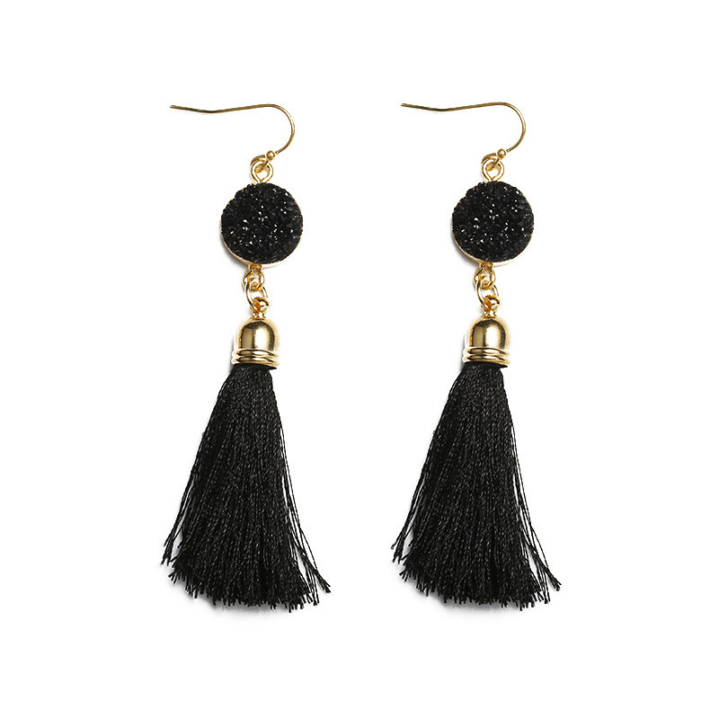 Fashion Resin Round Multicolor Tassel Earrings Wholesale Nihaojewelry display picture 7